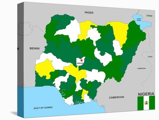 Nigeria Map-tony4urban-Stretched Canvas