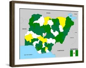 Nigeria Map-tony4urban-Framed Art Print