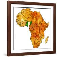 Nigeria on Actual Map of Africa-michal812-Framed Art Print