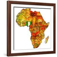 Nigeria on Actual Map of Africa-michal812-Framed Art Print