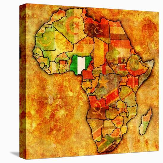 Nigeria on Actual Map of Africa-michal812-Stretched Canvas