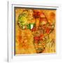 Nigeria on Actual Map of Africa-michal812-Framed Art Print