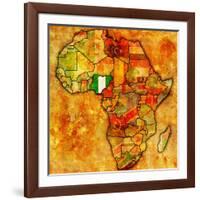 Nigeria on Actual Map of Africa-michal812-Framed Art Print