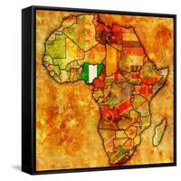 Nigeria on Actual Map of Africa-michal812-Framed Stretched Canvas