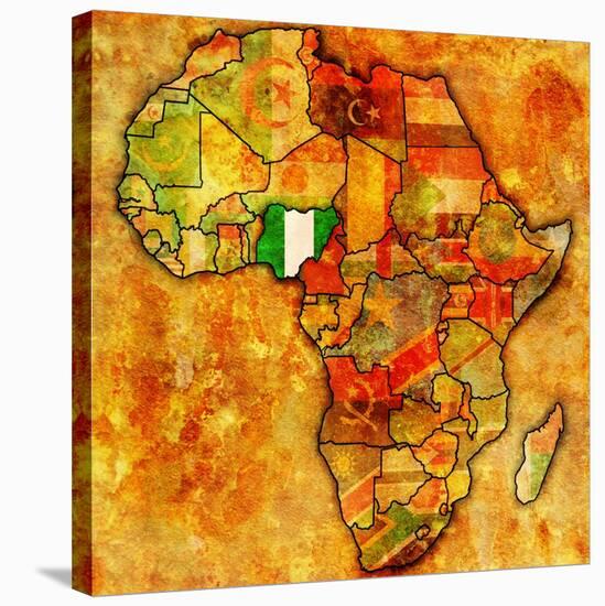 Nigeria on Actual Map of Africa-michal812-Stretched Canvas