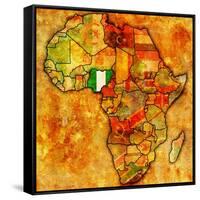 Nigeria on Actual Map of Africa-michal812-Framed Stretched Canvas