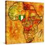 Nigeria on Actual Map of Africa-michal812-Stretched Canvas