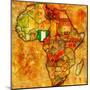 Nigeria on Actual Map of Africa-michal812-Mounted Art Print