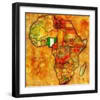 Nigeria on Actual Map of Africa-michal812-Framed Art Print