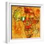 Nigeria on Actual Map of Africa-michal812-Framed Art Print