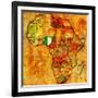 Nigeria on Actual Map of Africa-michal812-Framed Art Print