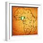 Nigeria on Actual Map of Africa-michal812-Framed Art Print