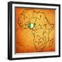 Nigeria on Actual Map of Africa-michal812-Framed Art Print