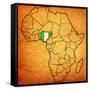 Nigeria on Actual Map of Africa-michal812-Framed Stretched Canvas