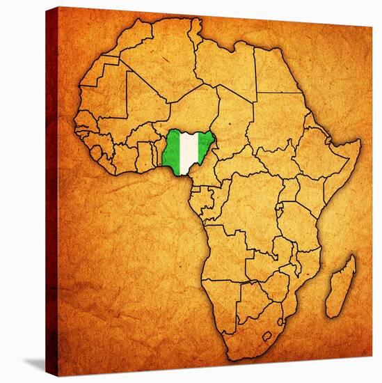 Nigeria on Actual Map of Africa-michal812-Stretched Canvas