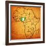 Nigeria on Actual Map of Africa-michal812-Framed Art Print