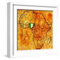 Nigeria on Actual Map of Africa-michal812-Framed Art Print