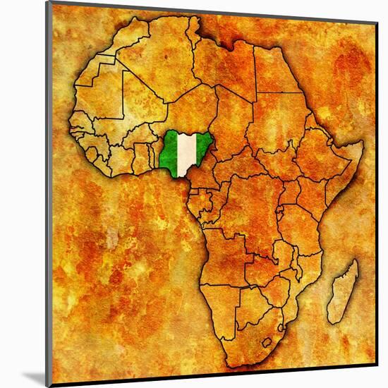 Nigeria on Actual Map of Africa-michal812-Mounted Art Print