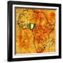 Nigeria on Actual Map of Africa-michal812-Framed Art Print