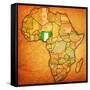 Nigeria on Actual Map of Africa-michal812-Framed Stretched Canvas