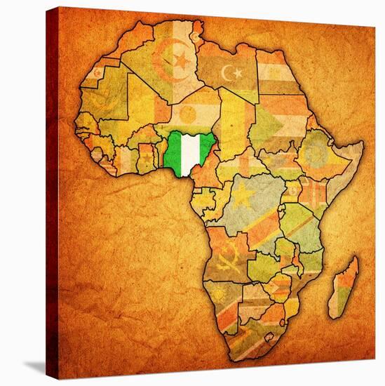 Nigeria on Actual Map of Africa-michal812-Stretched Canvas