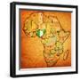 Nigeria on Actual Map of Africa-michal812-Framed Art Print