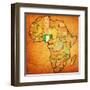 Nigeria on Actual Map of Africa-michal812-Framed Art Print