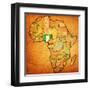 Nigeria on Actual Map of Africa-michal812-Framed Art Print