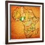 Nigeria on Actual Map of Africa-michal812-Framed Art Print