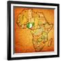 Nigeria on Actual Map of Africa-michal812-Framed Art Print