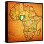 Nigeria on Actual Map of Africa-michal812-Framed Stretched Canvas