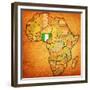Nigeria on Actual Map of Africa-michal812-Framed Premium Giclee Print