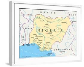 Nigeria Political Map-Peter Hermes Furian-Framed Art Print