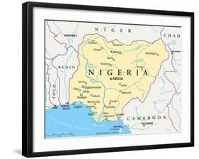 Nigeria Political Map-Peter Hermes Furian-Framed Art Print