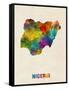 Nigeria Watercolor Map-Michael Tompsett-Framed Stretched Canvas