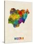 Nigeria Watercolor Map-Michael Tompsett-Stretched Canvas