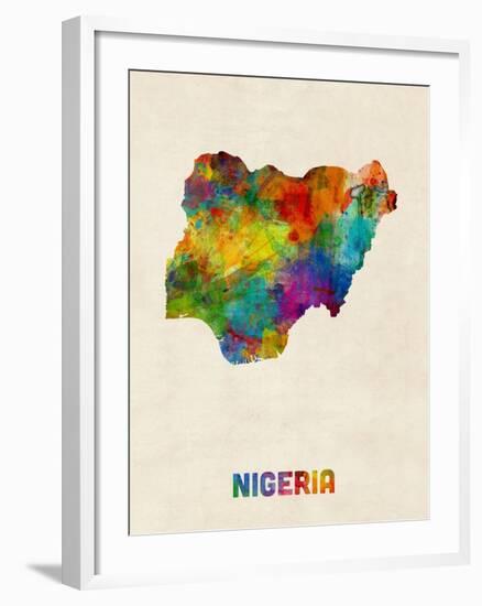 Nigeria Watercolor Map-Michael Tompsett-Framed Art Print