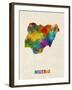 Nigeria Watercolor Map-Michael Tompsett-Framed Art Print