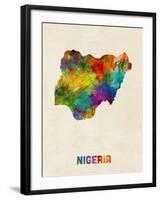 Nigeria Watercolor Map-Michael Tompsett-Framed Art Print
