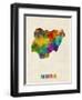 Nigeria Watercolor Map-Michael Tompsett-Framed Art Print