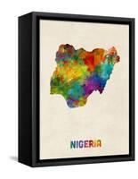 Nigeria Watercolor Map-Michael Tompsett-Framed Stretched Canvas