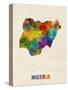 Nigeria Watercolor Map-Michael Tompsett-Stretched Canvas