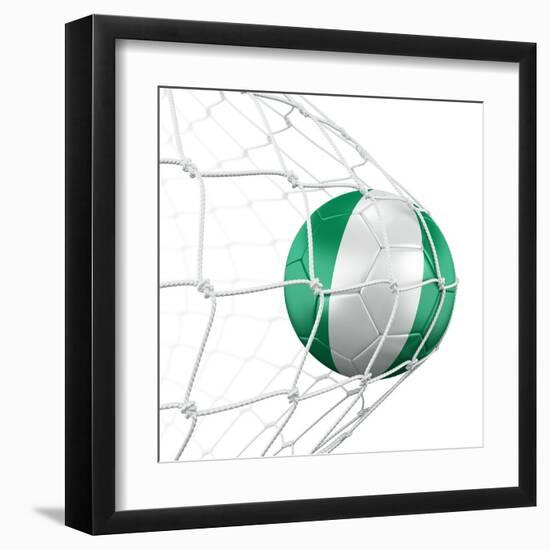 Nigerian Soccer Ball in a Net-zentilia-Framed Art Print