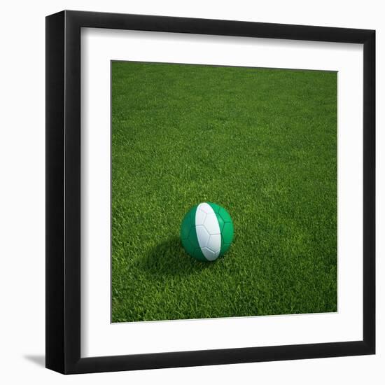 Nigerian Soccerball Lying on Grass-zentilia-Framed Art Print