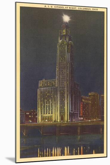 Night, A.I.U. Citadel, Columbus, Ohio-null-Mounted Art Print