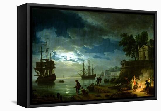 Night: a Port in the Moonlight, 1748-Claude Joseph Vernet-Framed Stretched Canvas