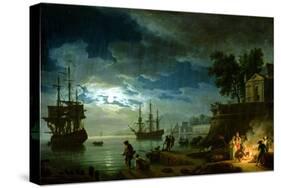 Night: a Port in the Moonlight, 1748-Claude Joseph Vernet-Stretched Canvas