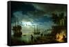 Night: a Port in the Moonlight, 1748-Claude Joseph Vernet-Framed Stretched Canvas