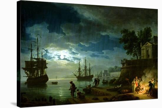 Night: a Port in the Moonlight, 1748-Claude Joseph Vernet-Stretched Canvas