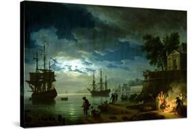 Night: a Port in the Moonlight, 1748-Claude Joseph Vernet-Stretched Canvas